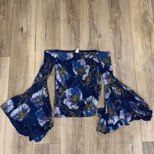 Free People off the shoulder top with flared long sleeves-Size Small